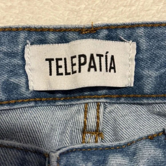 Low Rise Baggy Jeans Ribbon Bow Detail Wide Leg Jeans Telepatia Size 26 - Picture 7 of 7